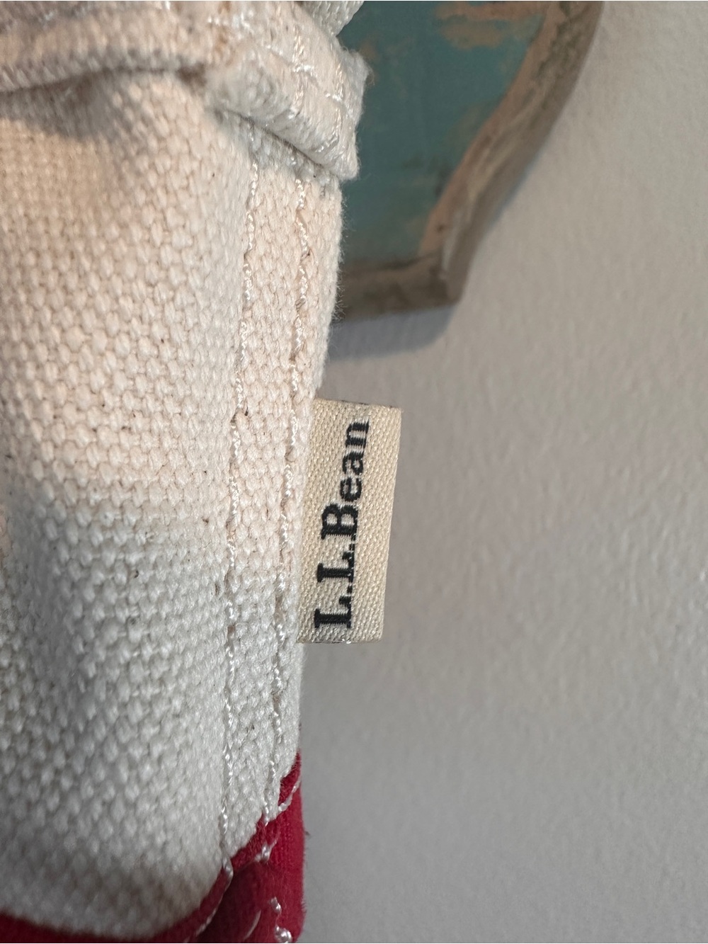 L.L. Bean Canvas Tote Charm in Red and Cream - Picture 4 of 9